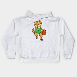 Dinosaur at Sports with Basketball Kids Hoodie